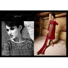 3025 FIRED BRICK RED NAKKASHI IMMORTAL WEDDING WEAR DRESS